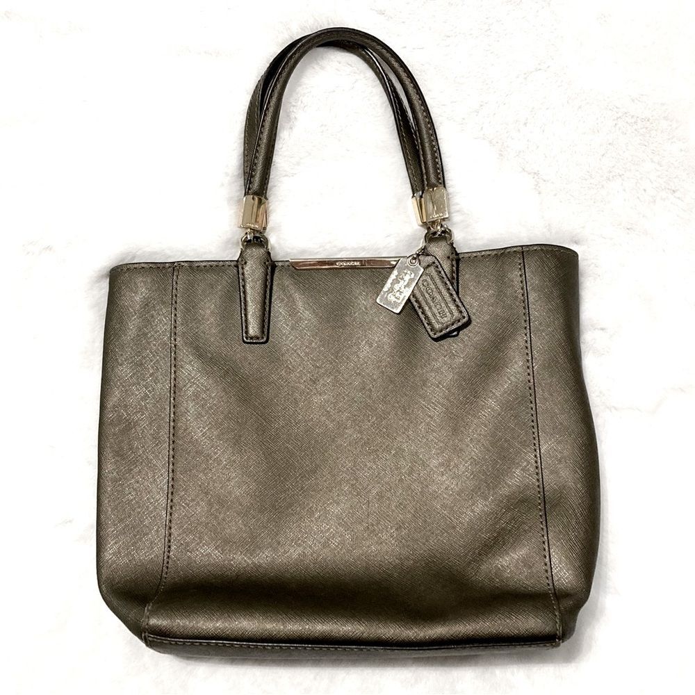 Coach Madison Saffiano Leather Bronze Metallic Handbag 29001 Small Tote